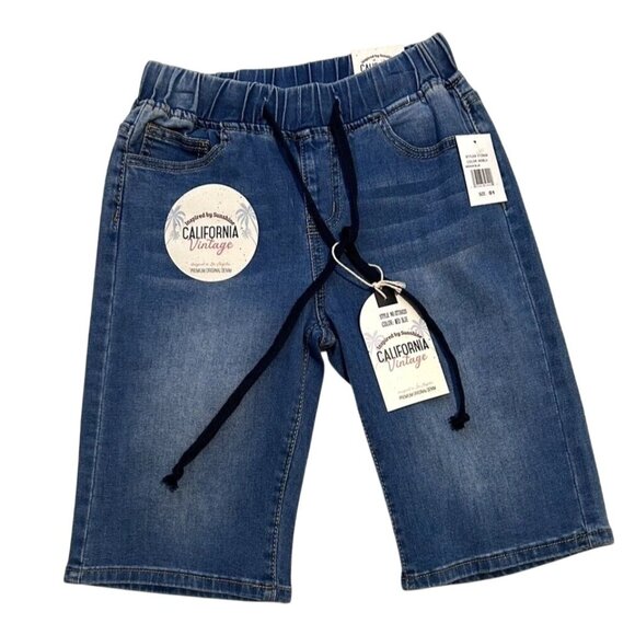 California Vintage Jeans Shorts Boy's Size 1 Blue Elastic Waist & Drawstring NWT - Picture 1 of 6
